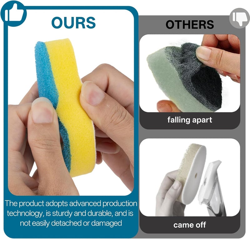 RXZHZYM 8 Packs Non Scratch Powerful Cleaning Sponge Refillsa - Compatible with Scrub Daddy Wand. (Blue) - Image 4